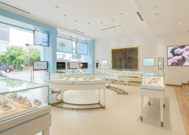 ظروف نمايشي جواهرات شیشه اي کامل فروشگاه خرده فروشي فولاد ضد زنگ مواد چوبي