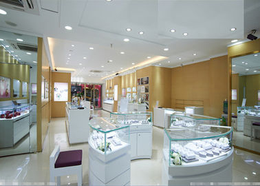 فروشگاه خرده فروشی روشن شده جواهرات تجاری کیس نمایش دیواری رنگ سفید درخشان
