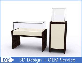 OEM MDF مربع مستطیل پایه نمایش کیس با روشنایی / شیشه کابینت نمایش