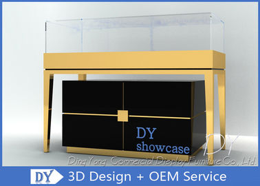 S / S + MDF + شیشه + چراغ طلا جواهرات سالن نمایشگاه طراحی داخلی سه بعدی