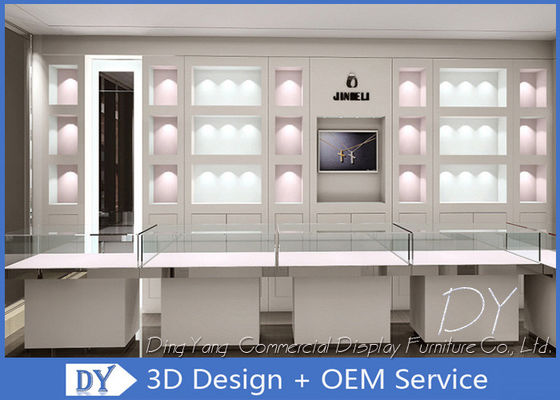 کیفیت  OEM 1200MM Wooden White Single Tier Glass Jewellery Glass Counter کارخانه