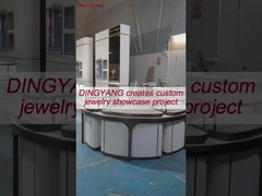 جعبه نمایش شیشه ای سفید چوبی مدل شکل گرد با نورپردازی قطب LED